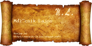 Mácsik Lajos névjegykártya